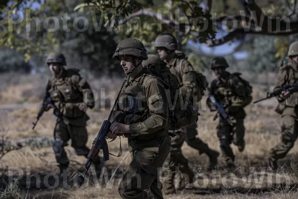 קבוצת חיילים מבצעת אימון ברמת הגולן, ממדינת ישראל. חוּלִיָה, אפוד בליסטי, איש צבא