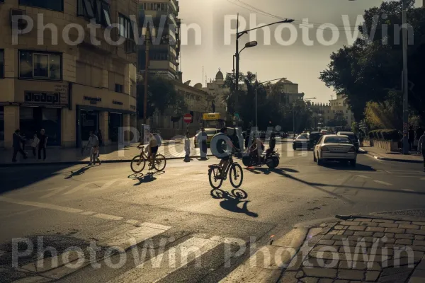 רוכבי אופניים ברחובות ערים שוקקים, אנרגיה עירונית, ממדינת ישראל. אופניים, אוטו, שָׁמַיִם