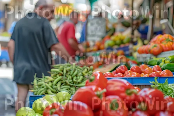 רוכל למכירת פירות וירקות טריים בעפולה ממדינת ישראל. מוכר, מזונות טבעיים, עגבנייה שזיף