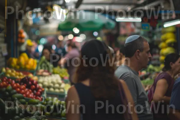 רוכלים המוכרים תוצרת טרייה בשוק הומה, ממדינת ישראל. מוכר, קמעונאות, עִיר