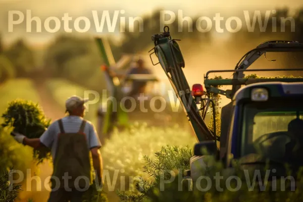 חקלאים מסיק זיתים בשדות, ממדינת ישראל. רכב, ענן, דֶשֶׁא