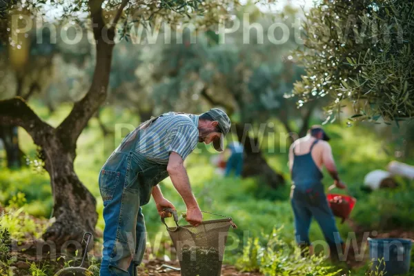 חקלאים קוטפים עצי זית עתירי מסורת, ממדינת ישראל. עלה, עֵץ, חַקלאַי