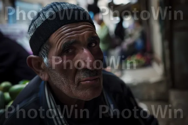 חנוונים מוכרים תוצרת טרייה בשוק בצפת ממדינת ישראל. בית המקדש, זָקָן, שיער פנים