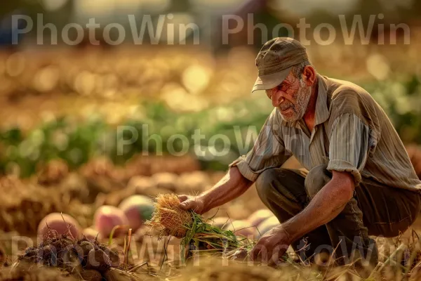 חקלאי קוצר תוצרת טרייה בשדות, ממדינת ישראל. צמח, אנשים בטבע, דֶשֶׁא