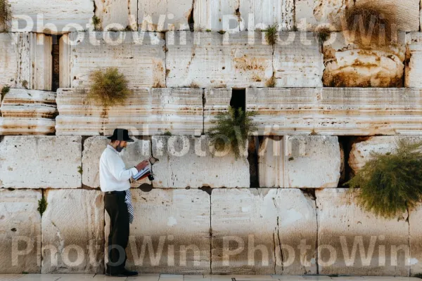 אדם מתפלל בכותל, ממדינת ישראל. בן אנוש, תְאוּרָה, עוֹמֵד