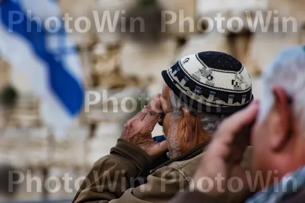 קשישים מתפללים בכותל, ממדינת ישראל. מצלמה דיגיטלית, כובע, כובע