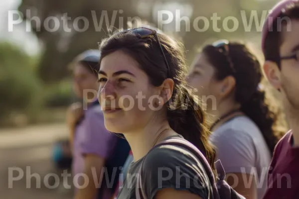 קבוצת צעירים מתנדבים בקיבוץ, ממדינת ישראל. חיוך, נוֹפֶשׁ, דֶשֶׁא