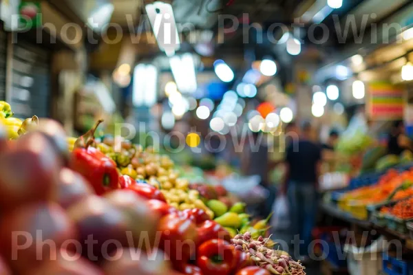 שוק שוקק מלא תוצרת טרייה ממדינת ישראל. מזונות טבעיים, שׁוּק, יַרקָן