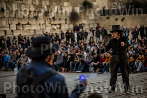 נגן רחוב כובש קהל בקסמים, ממדינת ישראל. קָהָל, אמנויות במה, בִּניָן