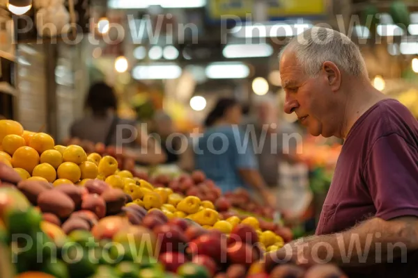 זוג קניות של פירות טריים בשוק, ממדינת ישראל. מזון, תַצלוּם, פרי