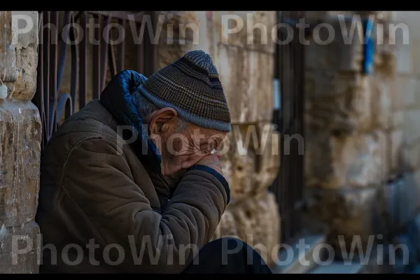 קשיש מתפלל בכותל המערבי בירושלים, ממדינת ישראל. כחול חשמלי, יְשִׁיבָה, טיול