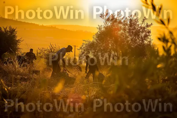 חקלאים מסיק זיתים באזור הגליל, ממדינת ישראל. קהילת צמחים, שָׁמַיִם, ענף