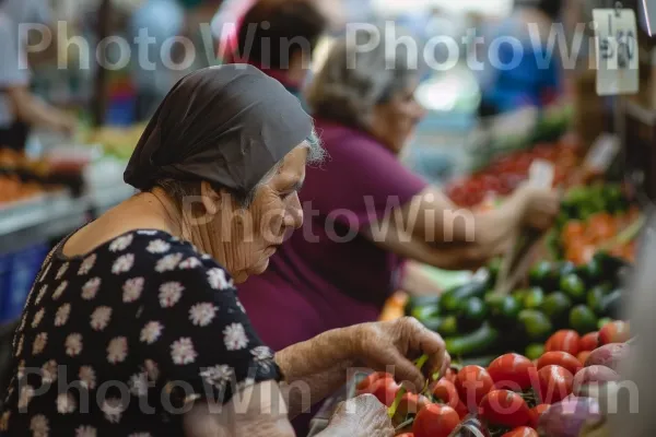 נשים קוטפות תוצרת טרייה בשוק מחנה יהודה ממדינת ישראל. מזון, מוכר, מזונות טבעיים