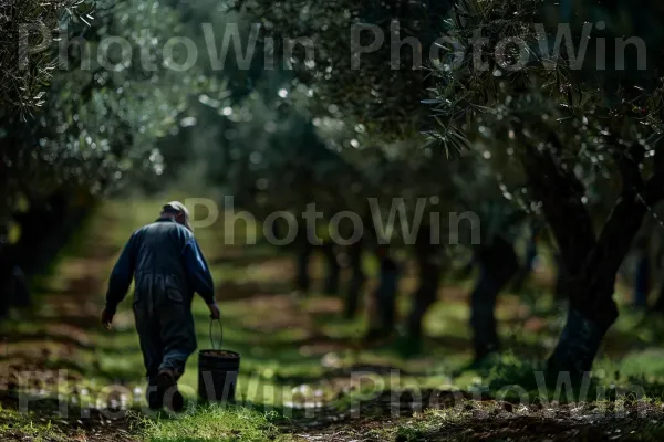 חקלאי מטפל במטע הזיתים שלו בגליל, ממדינת ישראל. סביבה טבעית, עץ, ענף