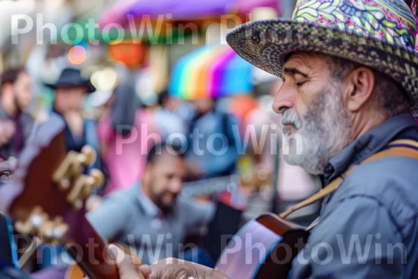 מוזיקאים מופיעים בפסטיבל רחוב תוסס, מנגינות קסומות, ממדינת ישראל. בן אנוש, כיסוי ראש, קָהָל