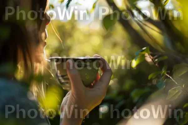 אישה מתרגלת מיינדפולנס תוך כדי לגימת תה צמחים. רִיס, שַׂמֵחַ, דֶשֶׁא