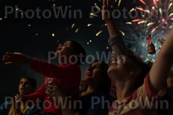 משפחות חוגגות את יום העצמאות בזיקוקים באשדוד ממדינת ישראל. יד, שַׂמֵחַ, מחווה