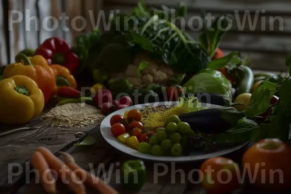 מרכיבים אורגניים לארוחה מזינה. כלי שולחן, מזונות טבעיים, פרי