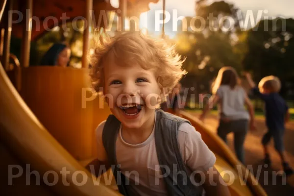 ילד חייכן בן 4 עם שיניים קדמיות חסרות בפארק. הבעת פנים, צילום פלאש, שָׁמַיִם