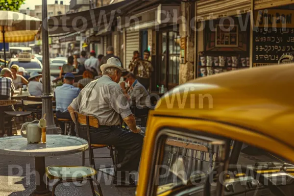 תמונה נוסטלגית של רחוב תל אביב השוקק בשנות ה-50. תַשׁתִית, רכב, כְּבִישׁ