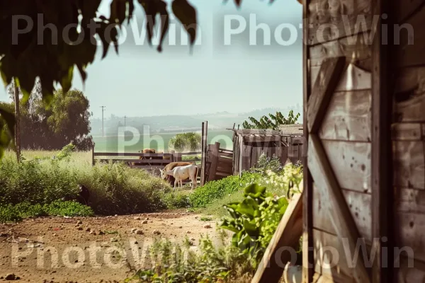 חיי חווה כפריים שנתפסו בצילום וינטג\' ישראלי. תכונה, מגרש קרקע, אוֹר שֶׁמֶשׁ