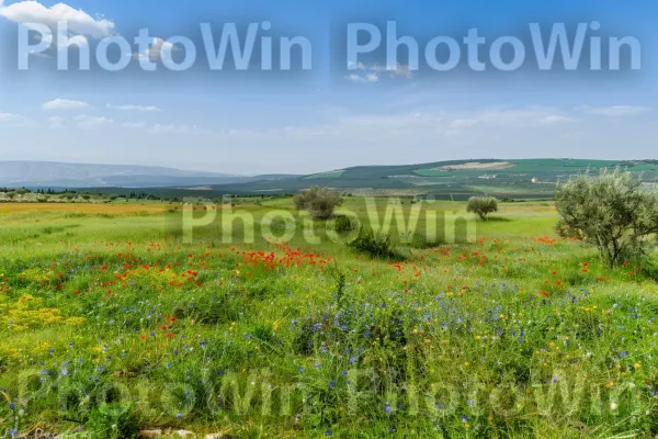 נופים ישראלים קלאסיים משנות ה-60. שָׁמַיִם, מגרש קרקע, עֵץ