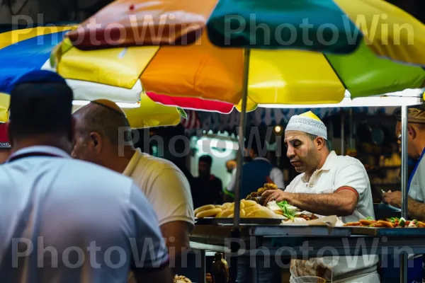 סצנות אוכל רחוב ישראליות אותנטיות משנות ה-50. מזון, רוֹכֵל, מרחב ציבורי