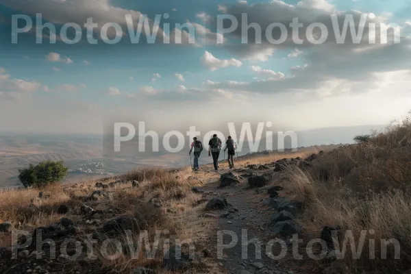 קבוצת חברים מטיילת בהרי רמת הגולן. אנשים בטבע, היילנד, בילוי בחוץ