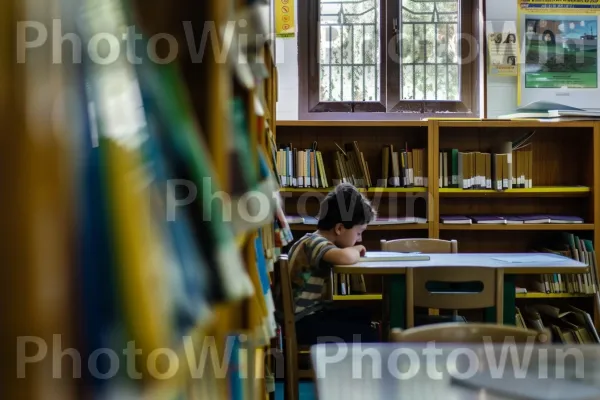 תלמידים צעירים הלומדים בכיתת בית ספר בקיבוץ. חַלוֹן, מַדָף, מדפים