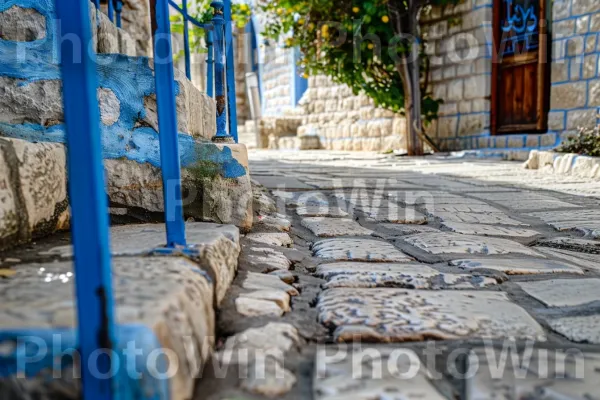 תמונת מצב מוזרה של ציוני דרך היסטוריים בצפת. צמח, צבע תכלת, פני הכביש