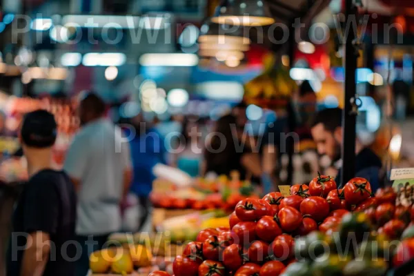 תמונה נוסטלגית של שוק תל אביבי שוקק חיים. מוכר, יַרקָן, שׁוּק