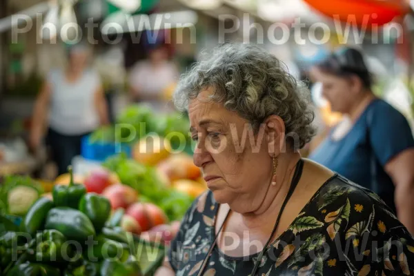 אישה קונה תוצרת טרייה בשוק תל אביב, ממדינת ישראל. מזון, צמח, מזון מלא