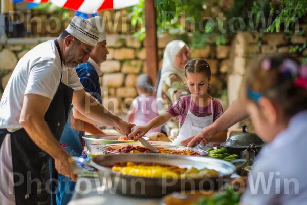 משפחה דרוזית מכינה סעודה מסורתית, טעמי המזרח התיכון, ממדינת ישראל. מתכון, כובע, מַרכִּיב