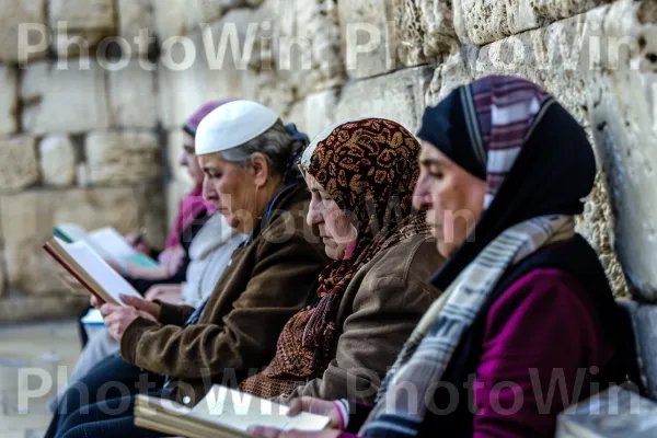 קבוצת נשים מתפללות בכותל המערבי בירושלים, ממדינת ישראל. אינטראקציה, פְּנַאִי, הִסתַגְלוּת