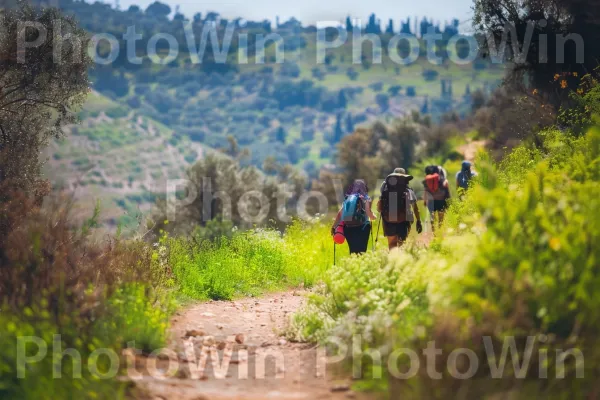 טיול ברמת הגולן השופע, ממדינת ישראל. קהילת צמחים, הַר, עֵץ