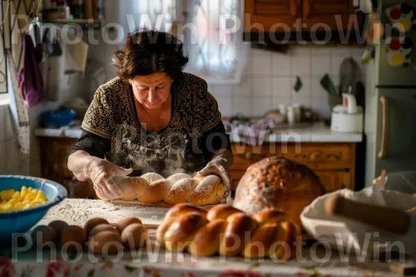 אישה אופת לחם חלה לשבת, ממדינת ישראל. מזון, מזון בסיסי, מַרכִּיב