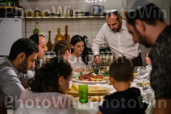 מפגש משפחתי לארוחת שבת בירושלים, ממדינת ישראל. שולחן, שיתוף, קהילה