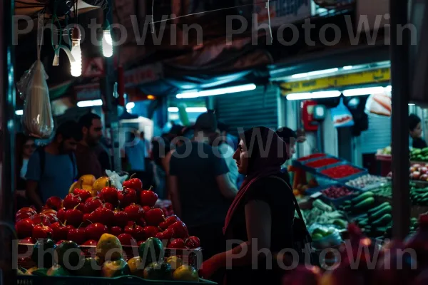 חברים קונים תוצרת טרייה בשוק הומה, ממדינת ישראל. מוכר, מרחב ציבורי, עִיר