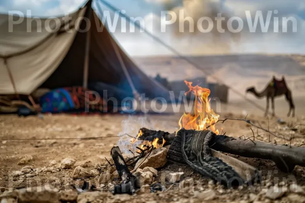 אוהל בדואי מסורתי במדבר הנגב, ממדינת ישראל. אוֹהֶל, אזור אקולוגי, בּרֶזֶנט