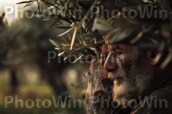 חקלאי מטפל בעצי זית באזור הגליל, ממדינת ישראל. צילום פלאש, חיוך, אנשים בטבע