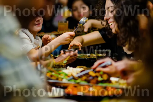 מפגש משפחתי לארוחת שבת בירושלים, ממדינת ישראל. מזון, חיוך, שַׂמֵחַ