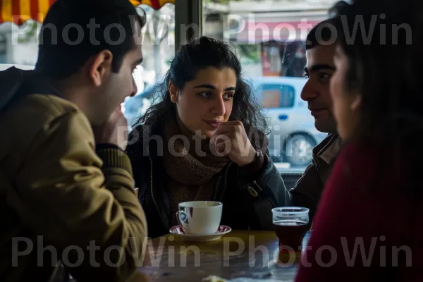 קבוצת חברים שותים תה בבית קפה ירושלמי, שיחה וחיבור, ממדינת ישראל. אֲנָשִׁים, צרכן, כֵּיף