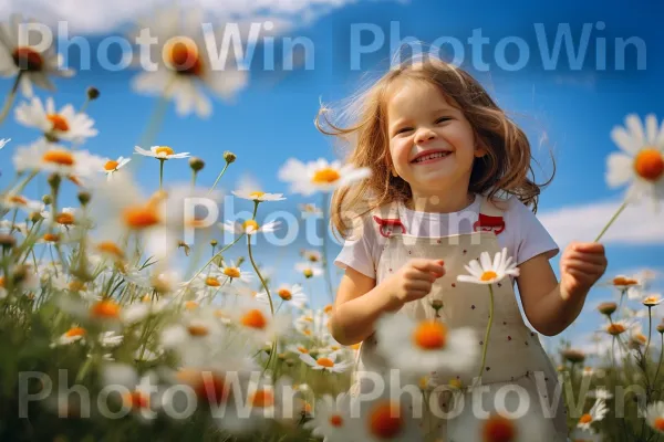 ילדה תמימה בת 4 קוטפת פרחים בשדה חינניות. פֶּרַח, תַצלוּם, חיוך