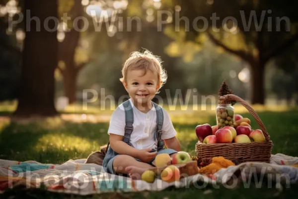 ילד תמים בן 3 נהנה מפיקניק בפארק. תַצלוּם, טֶבַע, עלה