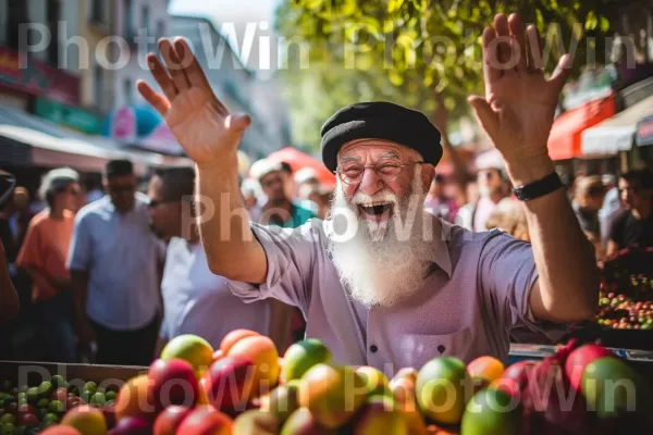 מקומיים נהנים מיריד רחוב תוסס החוגג את חג הסוכות היהודי ממדינת ישראל. תַצלוּם, פרי, זָקָן