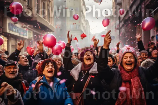 מצעד רחוב תוסס במהלך חג החנוכה, עם תצוגות חנוכיות מרהיבות ומוזיקה חגיגית ממדינת ישראל. חיוך, וָרוֹד, אָדוֹם