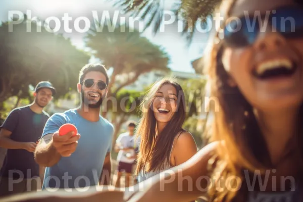 חברים מתאספים בפארק למשחק מטקות ממדינת ישראל. חיוך, שַׂמֵחַ, צמח