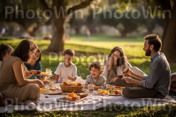 משפחות נהנות מפיקניק יפהפה בפארק נופי בחג השבועות, ממדינת ישראל. טֶבַע, מזון, כלי שולחן