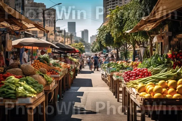 הרחובות השוקקים של תל אביב בצהריים שטוף שמש ממדינת ישראל. תַצלוּם, שָׁמַיִם, מזונות טבעיים