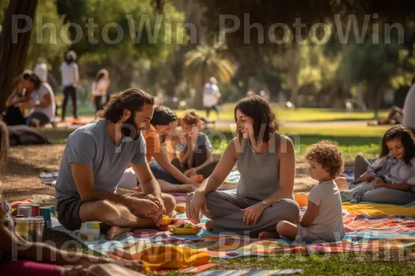 משפחות בפיקניק בפארקים מוריקים, מוקירים ביחד ממדינת ישראל. מזון, פְּנַאִי, מרחב ציבורי